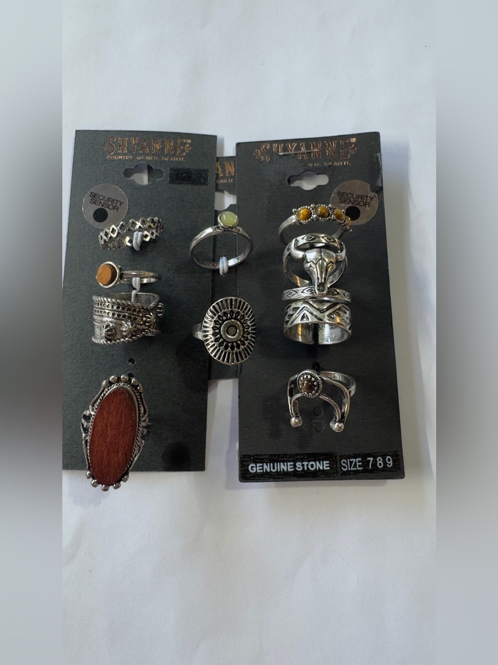Shyanne Silver-Tone Boho Ring Set with Brown and Yellow Stones